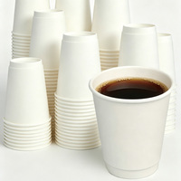 Gobelets à café jetables biodégradables Fangcan, 12 oz, en papier blanc, lot de 100, design épaissi, style simple, pour fêtes, événements, boissons chaudes