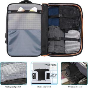Sac à dos professionnel extensible 50L approuvé pour le transport aérien, avec port de chargement USB, fermeture éclair résistante à l'eau, pour <span class=keywords><strong>voyages</strong></span> unisexes - Product Image 4
