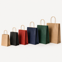 Sacs shopping en papier kraft personnalisés avec poignées, imprimés, réutilisables, pour boutiques de vêtements, emballage de vente au détail