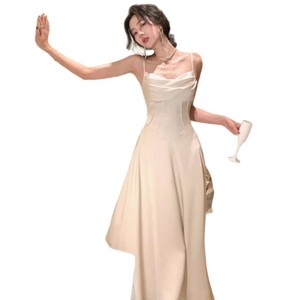 White Spaghetti Strap Satin Dress Sweetheart Neckline Natural Waist Evening Gown For Birthday Party - Product Image 5