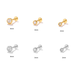 ROXI 16G 2/3/4mm Pendientes de Plata de Ley S925 con Bola de Diamante Simple y Elegante para Perforación de Cartílago - Product Image 1