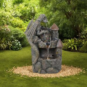 Moderne 34x26x53cm Dragon Fly Castle Résine Pompe Électrique LED <span class=keywords><strong>Fontaine</strong></span> <span class=keywords><strong>D</strong></span>'<span class=keywords><strong>eau</strong></span> Extérieur Jardin <span class=keywords><strong>D</strong></span>écoration Caractéristiques Patio Artificiel - Product Image 1