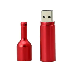 Chất Lượng Cao Kim Loại Rượu Vang Chai Hình USB Stick 64GB 32GB 16GB 8GB 4GB 2GB 1GB 256MB 128MB Món Quà Cưới USB2.0 3.0 Ổ Đĩa Bút