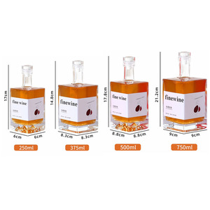Bouteille carrée en verre transparent pour spiritueux, <span class=keywords><strong>vodka</strong></span>, whisky, brandy, gin, tequila, vin, 250 ml, 375 ml, 500 ml, 700 ml, 750 ml, 1000 ml, personnalisable - Product Image 5