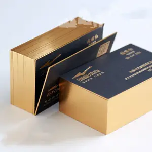 Small Business Custom Luxury Brand Name Gold Foil Printing Logo With Gold Edges White Paper Visiting Business Card
