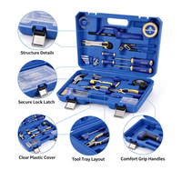 Kit de Herramientas Manuales Multifuncional de 30 Piezas, Caja de Plástico Portátil, Herramientas Manuales para Uso Doméstico y en Taller