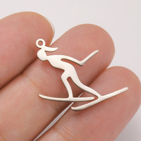 10 Stück Schlittschuhläufer-Mädchen-Anhänger aus Edelstahl, Eiskunstläufer-Charms, Tanzpose, Wintersport-Figur, DIY-Zubehör