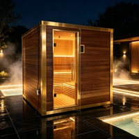 Cabine de sauna extérieure carrée de couleur personnalisée, peinture extérieure en bois, couleur au choix