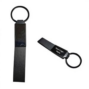 Porte-clés en cuir noir au design élégant avec logo personnalisé pour vélos et cadeaux promotionnels d'entreprise/de luxe - Product Image 1