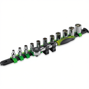 FACOM <b>Socket</b> <b>Set</b> <b>12</b> Pc Metric 6 <b>Point</b> Chrome Vanadium Steel Ratchet Handle Auto Repair Tool - Product Image 2