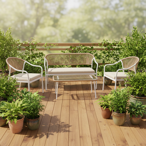 Set di Mobili da Giardino Personalizzati, <span class=keywords><strong>Sedie</strong></span> <span class=keywords><strong>e</strong></span> <span class=keywords><strong>Tavoli</strong></span> in Rattan <span class=keywords><strong>per</strong></span> Veranda <span class=keywords><strong>e</strong></span> Cortile, Set Divano in Vimini con Cuscini - Product Image 1