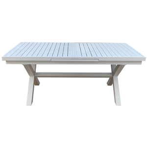 <span class=keywords><strong>Table</strong></span> de salle à manger extérieure moderne en <span class=keywords><strong>aluminium</strong></span> blanc durable et <span class=keywords><strong>extensible</strong></span> pour cour, parc et salon - Meubles d'extérieur - Product Image 4