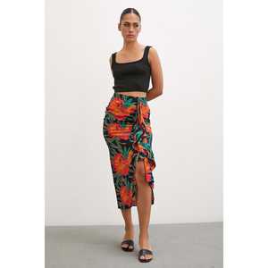 Jupe midi à imprimé floral pour femme, viscose, polyester, mousseline, taille normale, impression numérique douce - Product Image 5