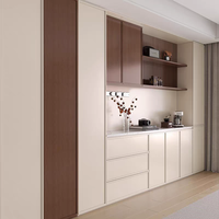 Armoire de rangement avec portes battantes en placage de bois color block, meuble de salon