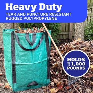 Sacs à déchets de jardin verts réutilisables autoportants avec poignées renforcées, sacs robustes pour feuilles de pelouse et déchets ménagers - Product Image 4