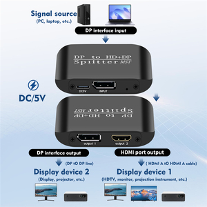 Répartiteur DP vers <span class=keywords><strong>HDMI</strong></span> DP MST SST 4K 60Hz HDR 1 entrée 2 sorties, prend en charge l'affichage étendu et la duplication, USB-C vers <span class=keywords><strong>HDMI</strong></span> DP - Product Image 2
