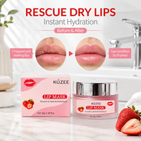 Masque de nuit pour les lèvres à la fraise OEM Skincare, acide hyaluronique, glycérine, hydratant, pour les lèvres gercées, sèches et craquelées, réduit les ridules des lèvres