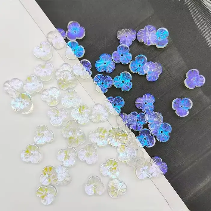 Wholesale of 100 Phantom Color Petals Crystal Orchid Pendant Scattered Beads with Glass Petals