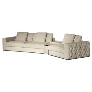 Diskon besar-besaran pabrik Sofa mewah serat mikro kain muebles de sala tufted tombol chesterfield kulit asli bagian sofa