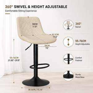 Nuovo Arrivo 360 °   Sgabello da Bar Girevole in PU con Base in Metallo per Bancone, Ideale con Tavolino da Caffè, Set di Arredamento Moderno per la Casa - Product Image 5