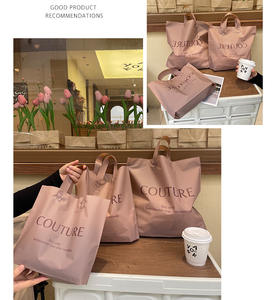 Sac de shopping écologique personnalisé avec logo, rose poudré givré, pour boutique de vêtements, sac fourre-tout en plastique sur mesure avec poignée - Product Image 3