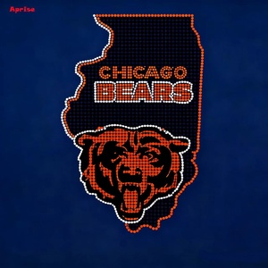 Strass thermocollants personnalisés en verre pour ours, motif Chicago Sport Football, vente en gros, pour vêtements, chaussures et sacs - Product Image 5