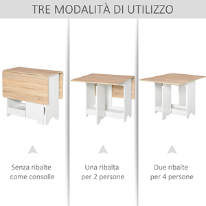 HOMCOM-Table console pliable avec compartiment d'étagère, table de salon et de cuisine, table à feuilles tombantes, pliable, peu encombrante, W - Product Image 4