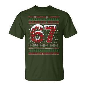 Camiseta festiva a cuadros con diseño de meme navideño 67 - Product Image 1