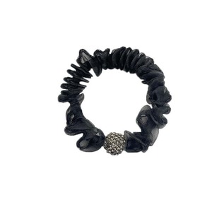 Élastique à cheveux en maille avec strass, bande élastique plissée pour femmes, style haut de gamme, usage quotidien, chouchous, été 2024 - Product Image 5