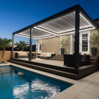 Pergola de jardin de luxe Sweet Home, imperméable, avec toit rigide en aluminium, design moderne, pour l'extérieur, avec toit à lamelles, maison d'été