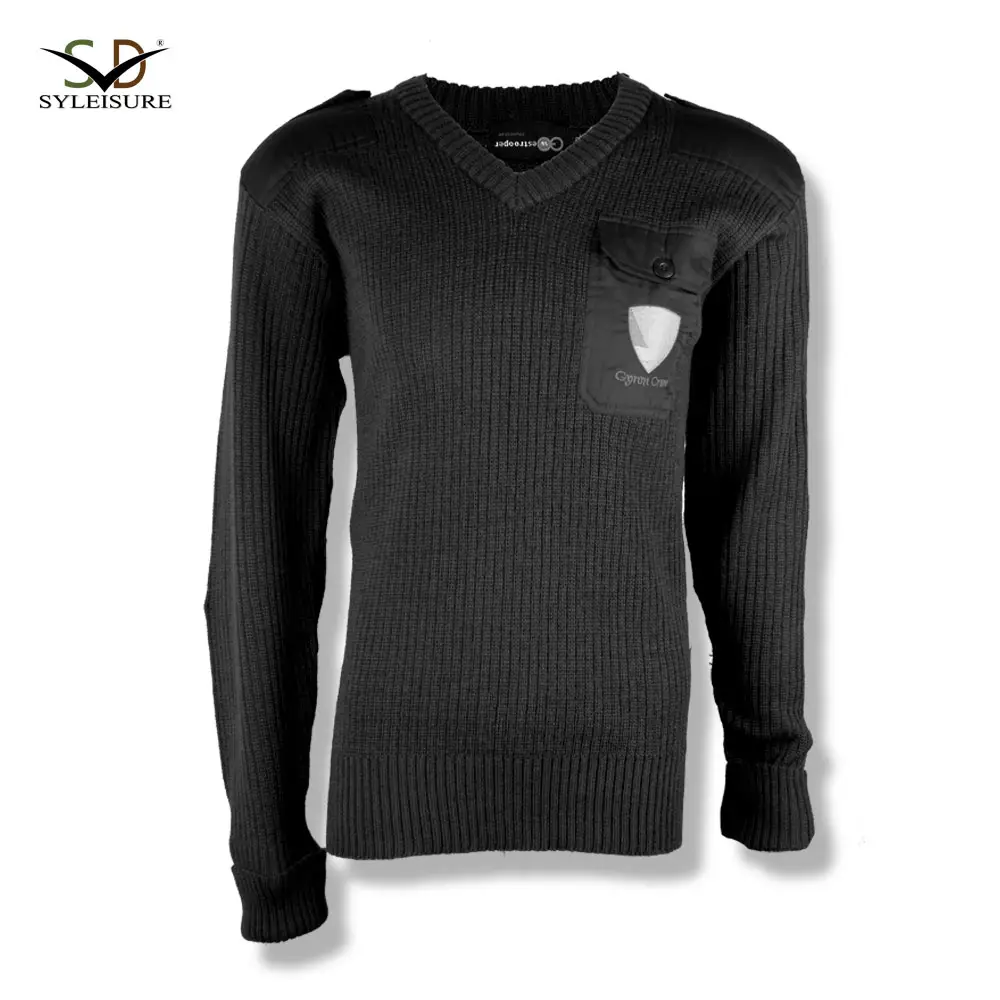 Rushed V Neck Logo Customized Pullover Men's Outdoor Warm Fleece Sweaters