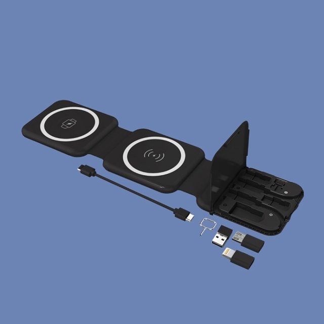 Strong Magnetic 10 in 1 Wireless Charger Travel  Foldable Magnetic Wireless Chargeing Fast Station