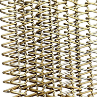 Vente directe usine – Rideau décoratif en maille de fil d'acier inoxydable à double crochet, anti-rouille, léger, couleur personnalisée, finition dorée