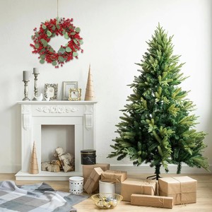 Guirlande de Noël artificielle réaliste avec baies rouges et feuilles d'eucalyptus pour porte d'entrée, mur, fête, maison, décoration de ferme - Product Image 2
