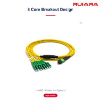 Kabel Patch Fanout MPO ke 4x Duplex LC 8 Core OS2 Single Mode APC Panjang Dapat Disesuaikan