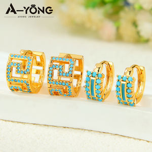 أقراط دائرية مطلية بالذهب موديل 2026، مجوهرات لا تصدأ، أقراط زركونيا دائرية للنساء للمناسبات والحفلات - Product Image 3