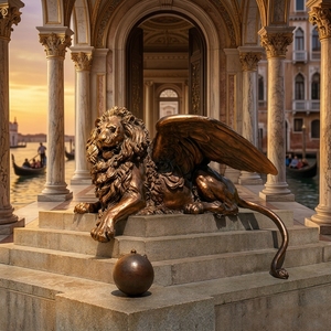Magnífica Estatua <span class=keywords><strong>de</strong></span> León Alado <span class=keywords><strong>de</strong></span> Bronce Fundido a Mano - Escultura Emblemática <span class=keywords><strong>de</strong></span> Estilo San Marcos Veneciano, Escultura <span class=keywords><strong>de</strong></span> León <span class=keywords><strong>de</strong></span> Bronce - Product Image 4
