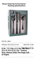 Meilleure vente service de table de cuisine 24 pièces quantité minimale de commande, plaqué or, couverts, ensemble de couverts avec sac à fermeture éclair