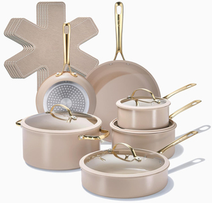 Juego de <span class=keywords><strong>Ollas</strong></span> de Cocina Antiadherentes de Aluminio Prensado de Alta Calidad, Moderno y Ecológico, de 15 Piezas, con Tapa de Vidrio, Apto para Lavavajillas y Horno - Product Image 1