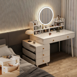 Coiffeuse de chambre moderne avec design extensible, structure métallique, meuble de maquillage intégré et rangement - Product Image 5