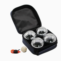 Ensemble de 4 boules de pétanque avec sac de transport et accessoires complets pour jeu en plein air sur pelouse ou cour