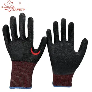 SRsafety ANSI乳胶褶皱手套制造商A6耐切割手套工作定制手手套安全