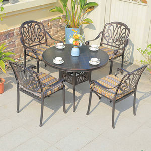 5 टुकड़े बालकनी धातु आउटडोर फर्नीचर कास्ट एल्यूमीनियम पेटियो रेस्तरां तालिका और कुर्सियों गार्डन डाइनिंग सेट - Product Image 2