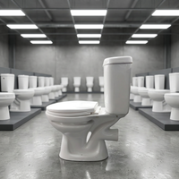 WC complet en céramique deux pièces avec réservoir à motif, abattant en plastique et raccords LLC