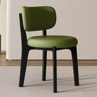 Chaise de salle à manger nordique en bois massif avec dossier et assise rembourrée ; Chaise de salle à manger sans accoudoirs de style mi-siècle, idéale pour la maison, le bureau ou la salle à manger