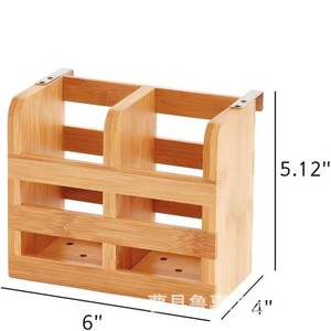 Caja de Almacenamiento para Cubiertos de Bambú, 6x4x5.12 Pulgadas, Escurridor Colgante, Organizador para Encimera de Cocina - Product Image 1
