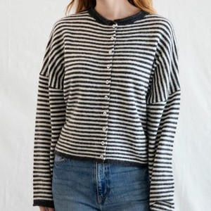 Nuovo <span class=keywords><strong>Cardigan</strong></span> da Donna Personalizzato con Bottoni, Morbido e Confortevole, Mini a Righe, Manica Lunga, Produttore di Maglioni <span class=keywords><strong>Cardigan</strong></span> - Product Image 2