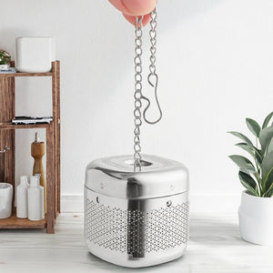 Infuseur à thé en acier inoxydable 304 de forme carrée, maille fine pour thé en feuilles, avec chaîne rétractable, infuseurs à thé, théière avec infuseur - Product Image 3