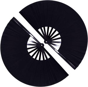 Abanico de Mano de Plástico Negro de 23 cm de Alta Calidad con Logotipo Personalizado Impreso, Abanico Plegable Pequeño de Tela para Promoción y Festivales - Product Image 1
