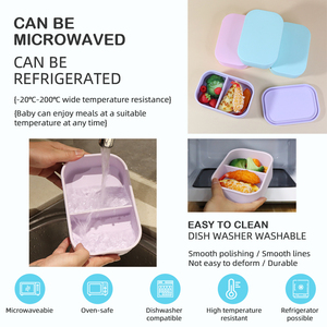Sang trọng 2 ngăn BPA miễn phí lò vi sóng máy rửa chén an toàn 100% thực phẩm lớp Silicone Ăn Trưa Bento Snack hộp <span class=keywords><strong>container</strong></span> - Product Image 5